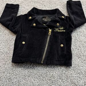 Toddler Girl Harley Davidson Velvet Moto biker‎ Jacket Black Gold 12 Month